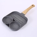 Padella antiaderente 3 scomparti in pietra maifan grigia con manico in finto legno - Padella per Bistecche E Uova Nera Classica / Nero