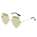 Lunettes de soleil fraise pour fête avec verres jaunes et monture en métal doré - Monture Dorée Verres Mercure Violets