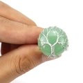 Handmade silver wire tree of life ring with green natural gemstone and adjustable open band - Green Aventurine