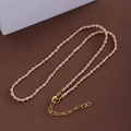 Short beaded necklace with pink brown stones and golden beads with lobster clasp - 3MM Diameter / Rose Quartz