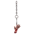Halloween Deko-Eisenkette mit realistischer blutiger abgehackter Hand und Metallhaken - Kettenhaken Hand