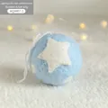 Light blue wool felt Christmas ball with white star pattern 6.5cm diameter ornament - 6.5CM Blue & White (White Star Pattern)