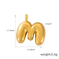 3D chunky gold bubble letter M pendant necklace made of high quality copper with dimensions - Letter M (D79-M)