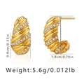 Detailed size parameters of gold C-shaped earrings with zircons and measurements - Zirconia Inlaid C-Shape (KE0797) / Gold