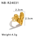 Detail view of 18K gold heart ring with hammered texture and dimensional measurements - Textured Heart Style (NB-R24031)