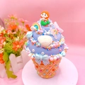 DIY cream glue night light in mermaid ocean theme with purple icing and shells - Mermaid Theme Kit
