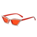Lunettes de soleil œil de chat rouges avec cristaux brillants et verres teintés - Rouge