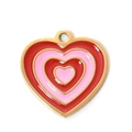 304 stainless steel heart pendant with red and pink enamel layering for DIY jewelry - Nested Heart