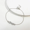 Silver infinity symbol anklet with sparkling crystal pavé and adjustable chain link - Pave Zirconia Infinity Symbol (白K K-883)