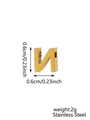 Detail view of golden stainless steel letter N charm with 0.6cm dimensions and zircon inlay - Letter-N / Steel