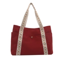 Borsa tote rossa capiente con ampie tracolle a motivi geometrici etnici colorati - Rosso