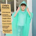 Thickened mint green kids EVA hooded poncho with back space for school bags - Children's Poncho Raincoat / Green