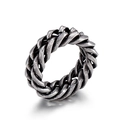 Anillo de acero de titanio plateado vintage con diseño de cadena cubana y textura retro - US 8