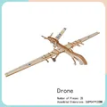 3D wooden MQ-9 drone puzzle with 28 pieces and blue wing details for DIY assembly - Reconnaissance Drone