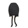 Gorro de punto negro para mujer en mezcla de lana con cintas largas y orejeras cálidas - Talla única Elástica / Negro