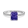 S925 sterling silver ring featuring a rectangular purple ice-cut zircon in silver finish - US 5 / Silver Purple Zirconia