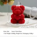 Dark red rose bear scented candle in velvet rose fragrance with heart and dimensions - Small Heart Rose Bear / Red / Velvet Rose