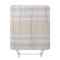 Modern beige and white horizontal striped waterproof polyester shower curtain with rod - Beige Coffee B Striped