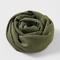 Army green cotton linen scarf styled in a soft flower roll on a light gray background - Army Green