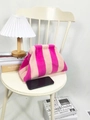 Pochette in maglia a righe rosa in morbida pelliccia sintetica per uso quotidiano - Borsa a mano in peluche / Peluche a righe magenta