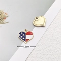 Detail view of 1.6cm heart-shaped US flag charms with golden sandblasted back and loop - 2819 Stars Heart