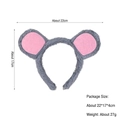 Cute grey plush mouse ear headband with pink inner felt for cosplay and party hair accessory - Furry Grey Naughty Mouse Ears