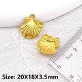 Golden scallop shell alloy pendant 20x18mm with radial texture for DIY jewelry making - XK2020# Scallop