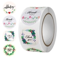 Roll of floral thank you stickers with four colorful round designs for wedding decoration - Multicolor Celeb Floral