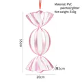 Pink 55cm Christmas candy hanging ornament with white glitter stripes in PVC finish - 55CM Pink Striped Candy