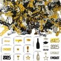 Mix di coriandoli laurea 2025 oro argento nero con guida alle dimensioni dettagliata - Nero Oro Argento Stile Calice da Vino