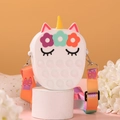 White unicorn pop it purse for kids with rainbow strap and stress relief silicone bubbles - White (Patch)