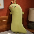Cute long rabbit plush pillow in green fabric, ideal for bedroom decor and cozy sleeping - Green Rabbit