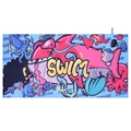 Asciugamano mare in microfibra a rapida asciugatura con graffiti squalo e stampa SWIM - Mondo Sottomarino / 70*150cm