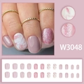 Unghie finte corte quadrate rosa antico con effetto marmo ombré e glitter - Stile Glitter Marmo Rosa Loto (Colla Inclusa)