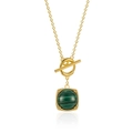 S925 sterling silver necklace with green malachite pendant and gold OT toggle clasp - 925 Silver / Gold Plated Necklace
