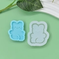 Detailed view of light blue and white bear-shaped silicone molds with cute smiling face designs - Fine Smiling Face Groove Style (5)