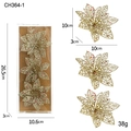 Three-pack golden Christmas glitter hollow flowers for tree decoration with red accents - Hollow Christmas Flower/3Pcs Type A/Gold