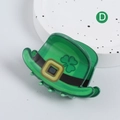 Pinza para el pelo con sombrero verde de San Patricio, trébol y hebilla negra clásica - Pinza de pelo de sombrero verde festivo