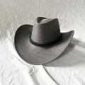 Classic gray faux suede western cowboy hat with black braided rope and metal vents - M / Dark Gray