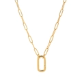 Minimalist 18K gold birthstone necklace with a gold oval clasp and paperclip chain style - Style 1-Thick Oval Pendant Necklace