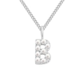 Elegante silberne Edelstahlkette mit einem perlenbesetzten Buchstaben-B-Anhänger - Buchstabe B / Stahlfarbe