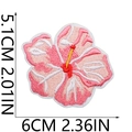 Detailed embroidery patch showing dimensions of pink flower with fine thread textures - Pink Hibiscus