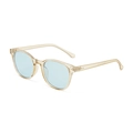 Modische Sonnenbrille mit transparentem champagnerfarbenem Rahmen und hellblauen Gläsern - Transparent Tee Rahmen Blaue Linse