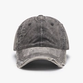 Distressed washed charcoal grey cotton baseball cap with vintage frayed edge details - Adjustable / Smoke