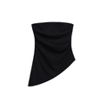 Slim fit black tube top with trendy asymmetrical hem and ruched details for women - Black