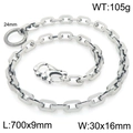 Punk style skull clasp square chain waist link in silver stainless steel, 70cm length - Skull Spring Clasp Style (70cm) (KK160-Z)