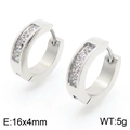 Pendientes de aro de acero plateado con circonitas cúbicas incrustadas 16x4mm - Estilo Color Acero A (KE118289-TGD) / 16x4mm
