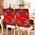 Red Christmas chair covers with white snowflakes and Merry Christmas text in festive setting - Red Snowflake Merry Christmas (YTM2-40)