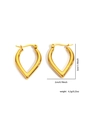 Detailed view of V-shaped gold hoop earrings showing 3cm height and 2cm width dimensions - Gold Geometric V-Shape Mirror Style (#0166)