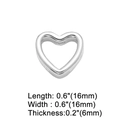 Polished silver heart pendant in 925 sterling silver with hollow design for bracelet - Silver Hollow Heart